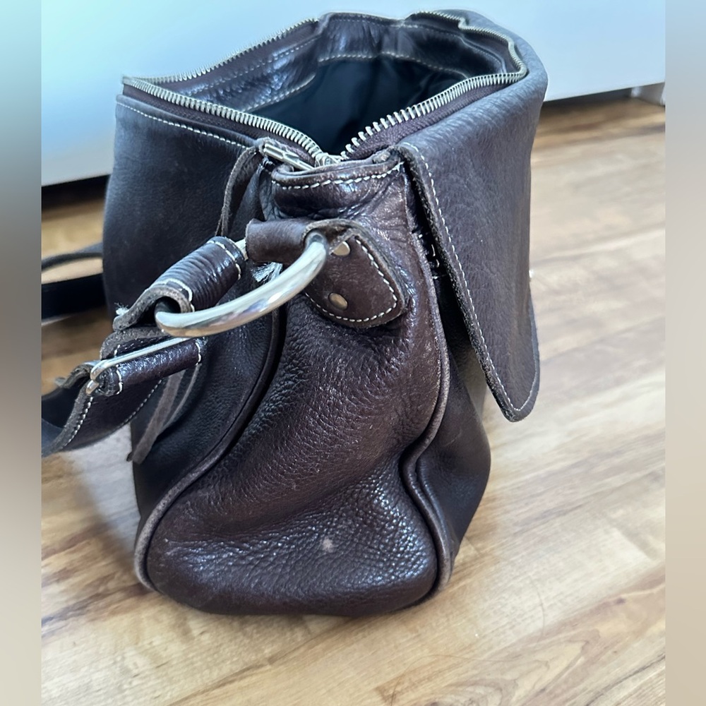 Brown Leather Roots Purse / Messenger Bag. - Picture 6 of 15